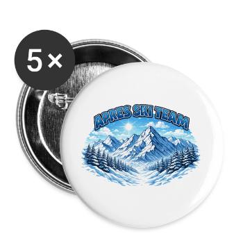 Apres Ski Team Bergpanorama - Buttons groß 56 mm (5er Pack) - Weiß - Vorne