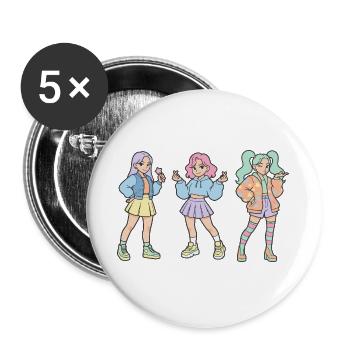 Kpop Koreanische Musik Süßes Korea-Mädchen Kpop-Fans Finger - Buttons groß 56 mm (5er Pack) - Weiß - Vorne