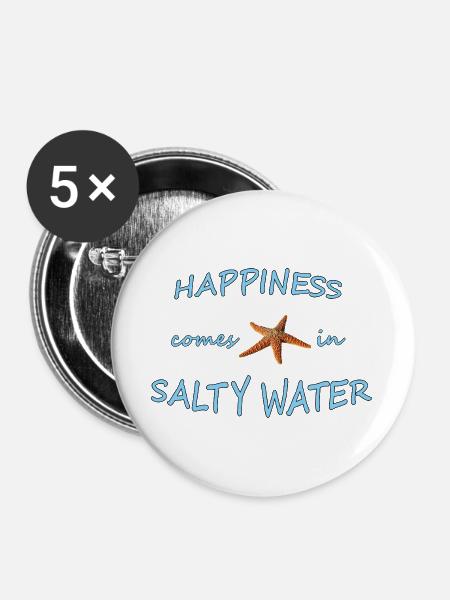 HAPPINESS - Buttons groß 56 mm (5er Pack) - Weiß