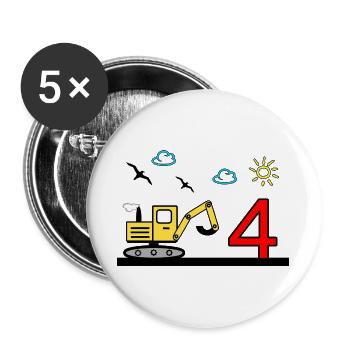 Excavatrice - Lot de 5 grands badges (56 mm) - blanc - Devant