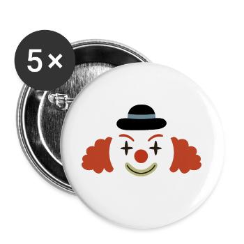 Fröhliche Clownsgesicht Retro-Kunst - Buttons groß 56 mm (5er Pack) - Weiß - Vorne