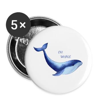 jolie baleine - Lot de 5 grands badges (56 mm) - blanc - Devant