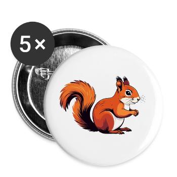 Lebhaftes kleines Eichhörnchen Waldbewohner Motiv - Buttons groß 56 mm (5er Pack) - Weiß - Vorne