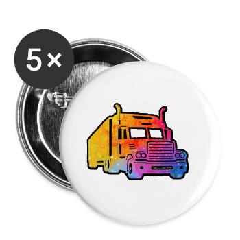 Camion coloré - Lot de 5 grands badges (56 mm) - blanc - Devant