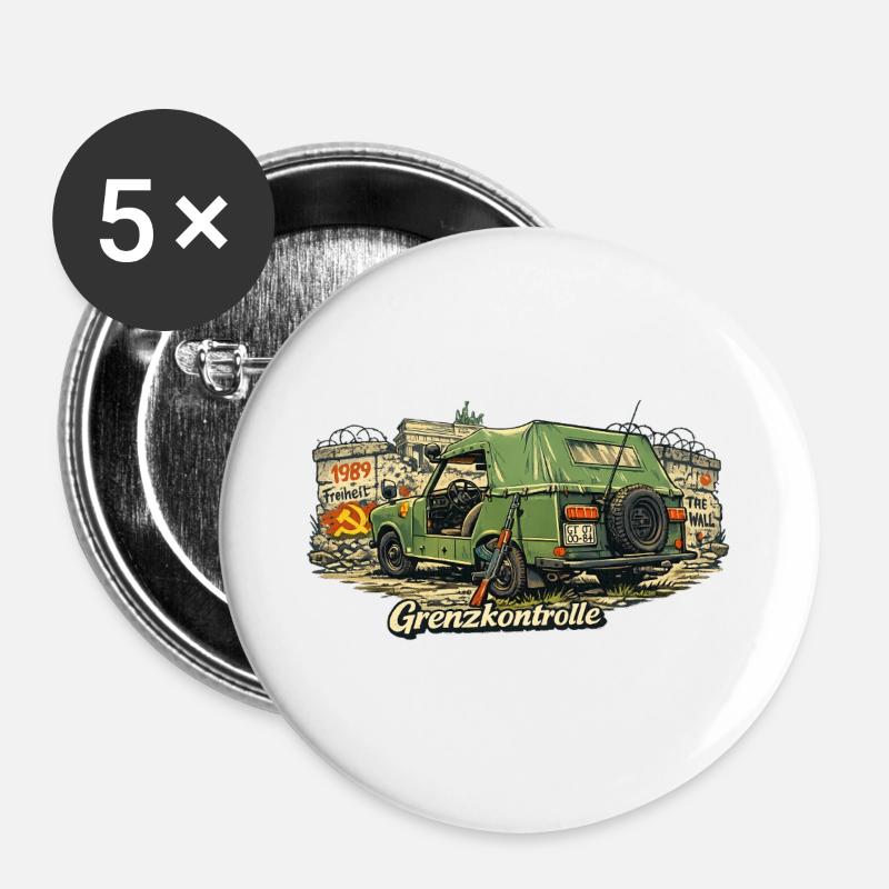 Border Control Vintage Car Symbolism - Buttons large 2.2''/56 mm (5-pack) - white