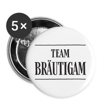 Team Bräutigam Junggesellenabschied Party Feiern - Buttons groß 56 mm (5er Pack) - Weiß - Vorne
