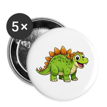 Cheerful Dino Stegosaurus - Buttons large 2.2''/56 mm (5-pack) - white - Front