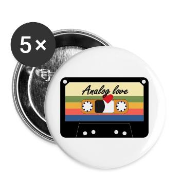 Analog Love Retro Cassette - Buttons large 2.2''/56 mm (5-pack) - white - Front