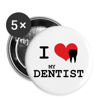 I Love My Dentist Graphic - Lot de 5 grands badges (56 mm) - blanc - Devant