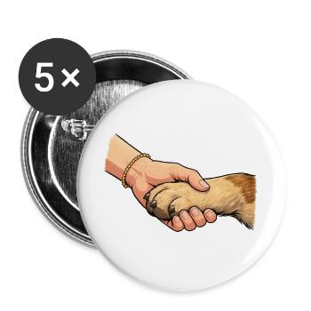 Poignée de main amie des pattes - Lot de 5 grands badges (56 mm) - blanc - Devant