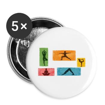 Colorful Yoga Silhouettes - Buttons large 2.2''/56 mm (5-pack) - white - Front