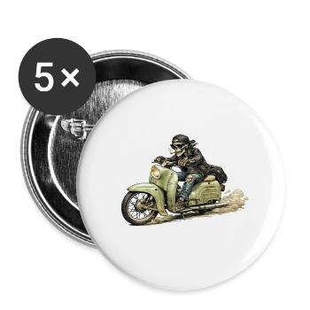 Schwalbe - Oldschool Biker IFA DDR - Lot de 5 grands badges (56 mm) - blanc - Devant