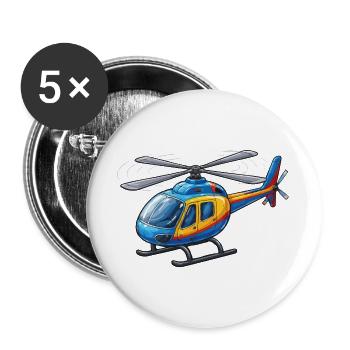 Helicopter Cartoon - Buttons large 2.2''/56 mm (5-pack) - white - Front