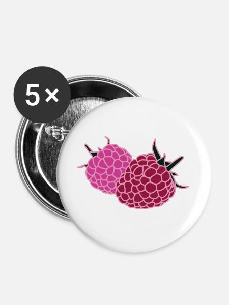 Raspberry Duo Pop Art - Buttons groß 56 mm (5er Pack) - Weiß