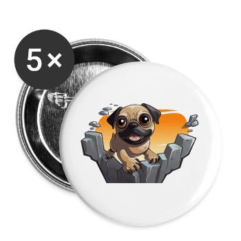 Pug on the rock at sunset - Buttons large 2.2''/56 mm (5-pack) - white - Front
