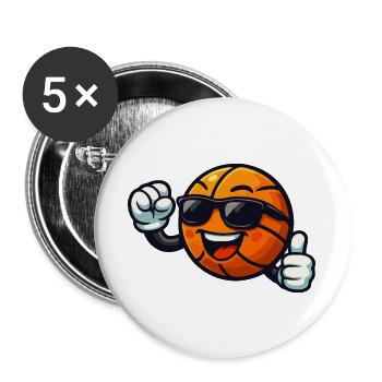 Ambiance basket avec lunettes de soleil - Lot de 5 grands badges (56 mm) - blanc - Devant