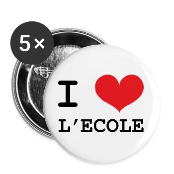 J'aime l'École : Design Scolaire Coeur Rouge Love - Lot de 5 grands badges (56 mm) - blanc - Devant