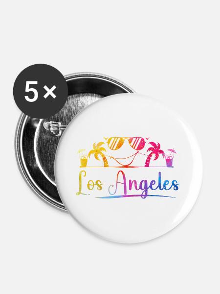 Palmiers de Los Angeles - Lot de 5 grands badges (56 mm) - blanc