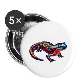 Neon Salamander Kaleidoscope - Buttons large 2.2''/56 mm (5-pack) - white - Front