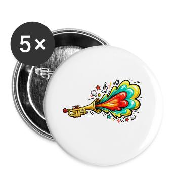 Colorful Trumpet Color Explosion - Buttons large 2.2''/56 mm (5-pack) - white - Front