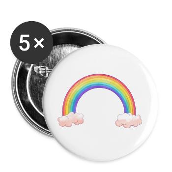 Regenbogenbogen mit Wolken - Buttons groß 56 mm (5er Pack) - Weiß - Vorne