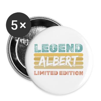 Spruch Albert - Buttons groß 56 mm (5er Pack) - Weiß - Vorne