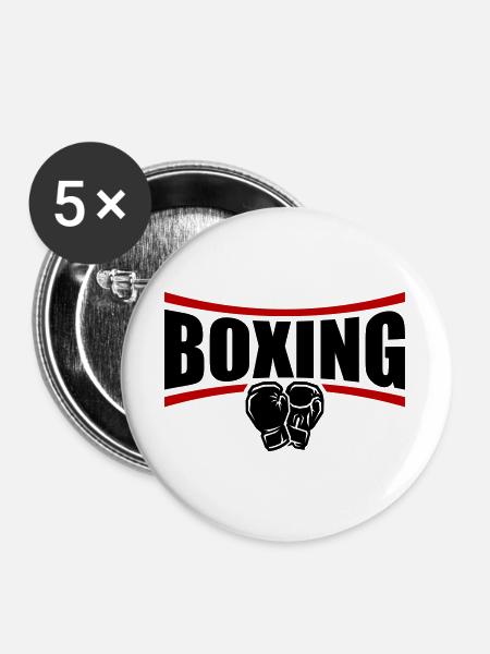 Boxing Boxen - Buttons groß 56 mm (5er Pack) - Weiß