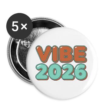 Retro Vibe 2026 Typographie Lettrage - Lot de 5 grands badges (56 mm) - blanc - Devant