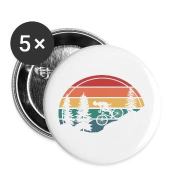 Bicycle Retro Gift Mountain Bike - Buttons large 2.2''/56 mm (5-pack) - white - Front