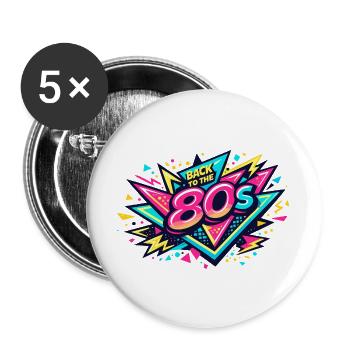 Back to the 80s Neon Burst - Buttons large 2.2''/56 mm (5-pack) - white - Front