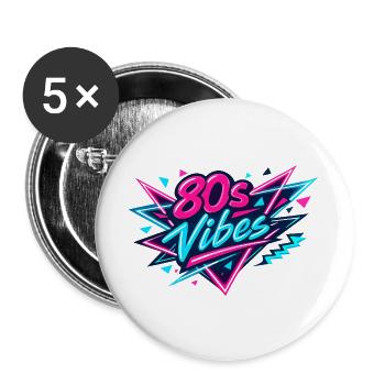 80s Vibes Neon Retro - Buttons groß 56 mm (5er Pack) - Weiß - Vorne