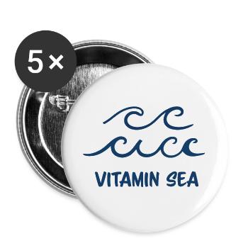 Vitamin Sea Ocean Waves Minimal Beach Design - Buttons groß 56 mm (5er Pack) - Weiß - Vorne