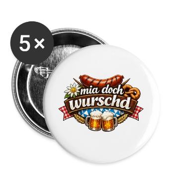 Mia Doch Wurschd - Buttons groß 56 mm (5er Pack) - Weiß - Vorne