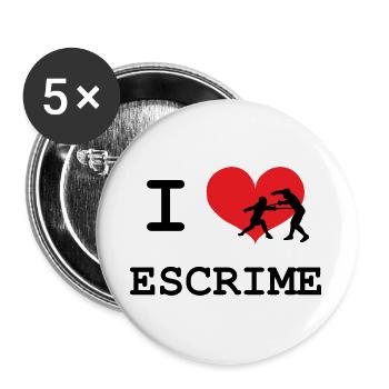 I like Fencing Heart and Silhouette Combat - Buttons large 2.2''/56 mm (5-pack) - white - Front