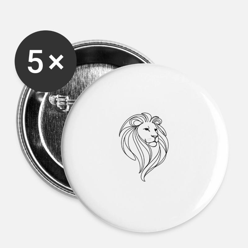 Lion - Buttons large 2.2''/56 mm (5-pack) - white