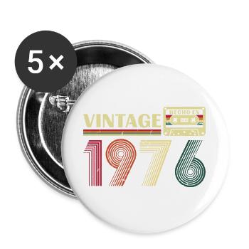 1976 Vintage Retro Birthday Gift - Buttons large 2.2''/56 mm (5-pack) - white - Front