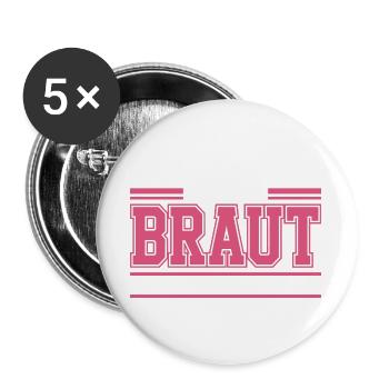Team Braut Wir Eskalieren Crew Squad JGA Frauen - Buttons groß 56 mm (5er Pack) - Weiß - Vorne