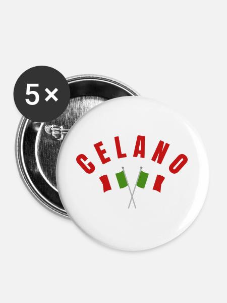 Celano Italienische Flaggen - Buttons groß 56 mm (5er Pack) - Weiß