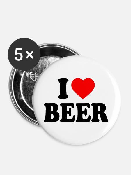 I love beer - Buttons groß 56 mm (5er Pack) - Weiß
