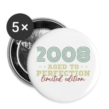 2008 Vintage Rétro Cadeau d’anniversaire - Lot de 5 grands badges (56 mm) - blanc - Devant