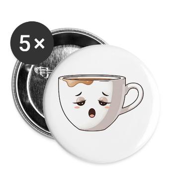 Tired Coffee Mug Cute Coffee Motif Kawaii - Buttons large 2.2''/56 mm (5-pack) - white - Front