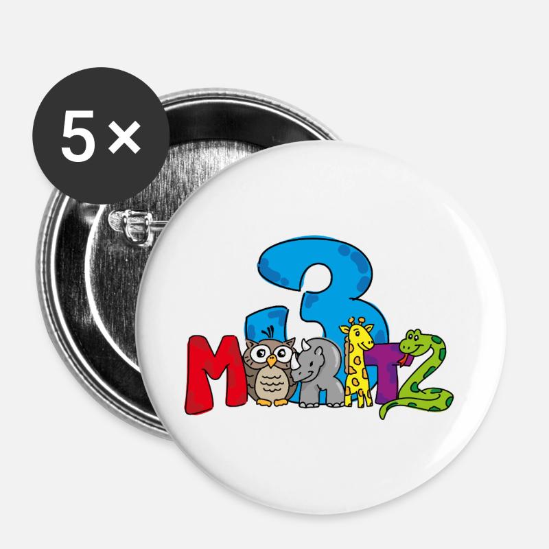 Moritz 3rd Birthday - Buttons large 2.2''/56 mm (5-pack) - white