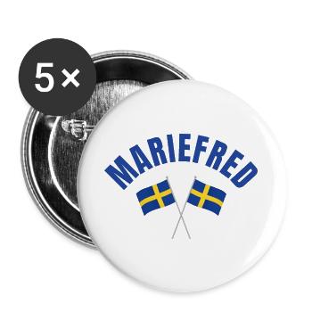 Mariefred Schwedische Flaggen - Buttons groß 56 mm (5er Pack) - Weiß - Vorne