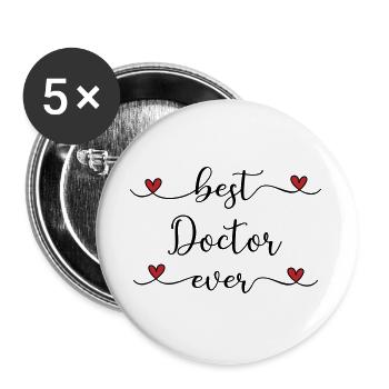 bester Arzt der Welt  - Buttons groß 56 mm (5er Pack) - Weiß - Vorne