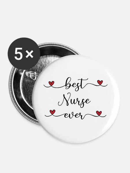 beste Krankenschwester - Buttons groß 56 mm (5er Pack) - Weiß