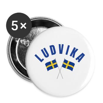 Drapeaux de Ludvika Suède - Lot de 5 grands badges (56 mm) - blanc - Devant