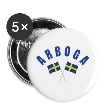 Arboga – Schwedische Flaggen - Buttons groß 56 mm (5er Pack) - Weiß - Vorne