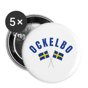 Ockelbo Swedish Flags - Buttons large 2.2''/56 mm (5-pack) - white - Front