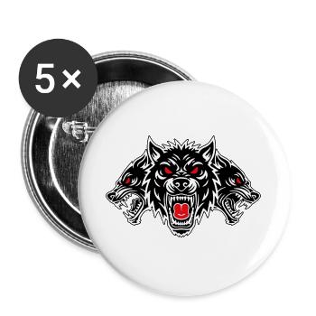 Dog Cerberus Totem Three Heads Red Eyes - Buttons large 2.2''/56 mm (5-pack) - white - Front