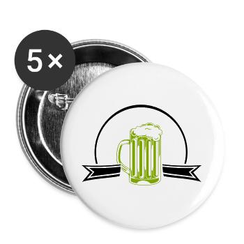 Grüner Neon Bierkrug Outline - Buttons groß 56 mm (5er Pack) - Weiß - Vorne